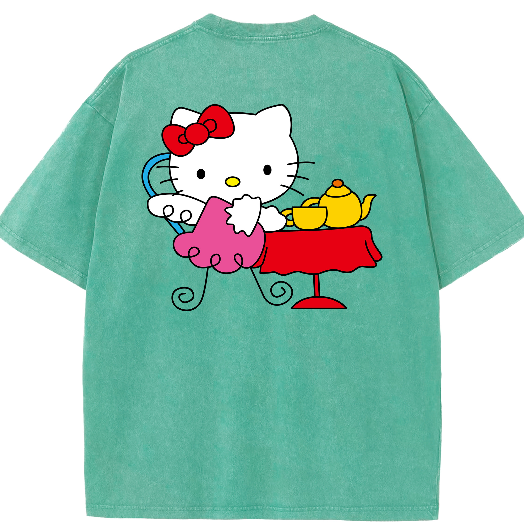 （画像用） Hello Kitty ハローキティ 綿100% ヴィンテージ風 半袖Tシャツ（背面プリント）